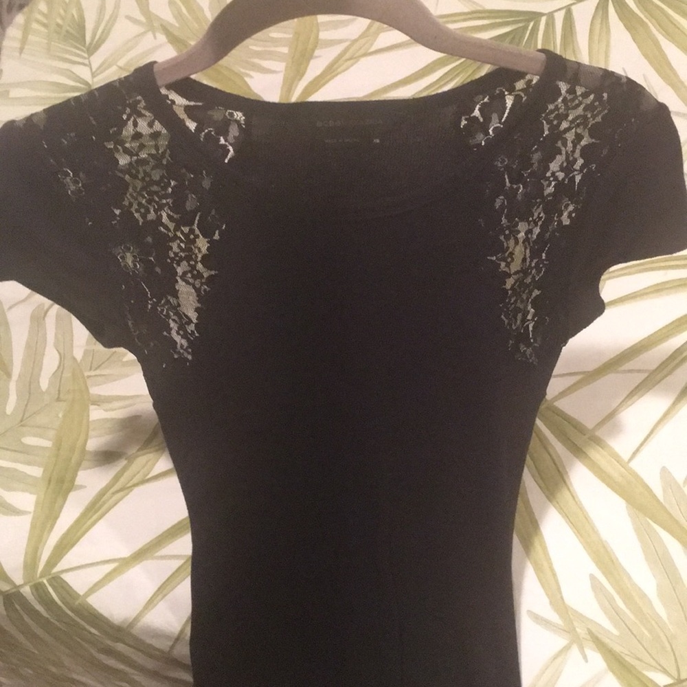 Ribbed BCBGMAXAZRIA cotton and lace t-shirt